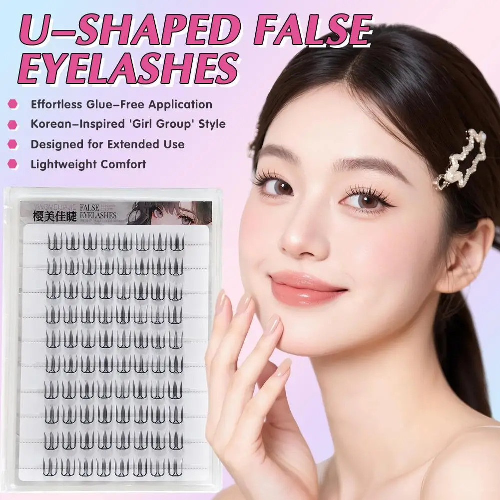 Cílios Postiços em Forma de U com 10 Fileiras, Extensão de Cílios Fashion, Cílios Naturais Segmentados DIY, Cílios Adesivos para Maquiagem