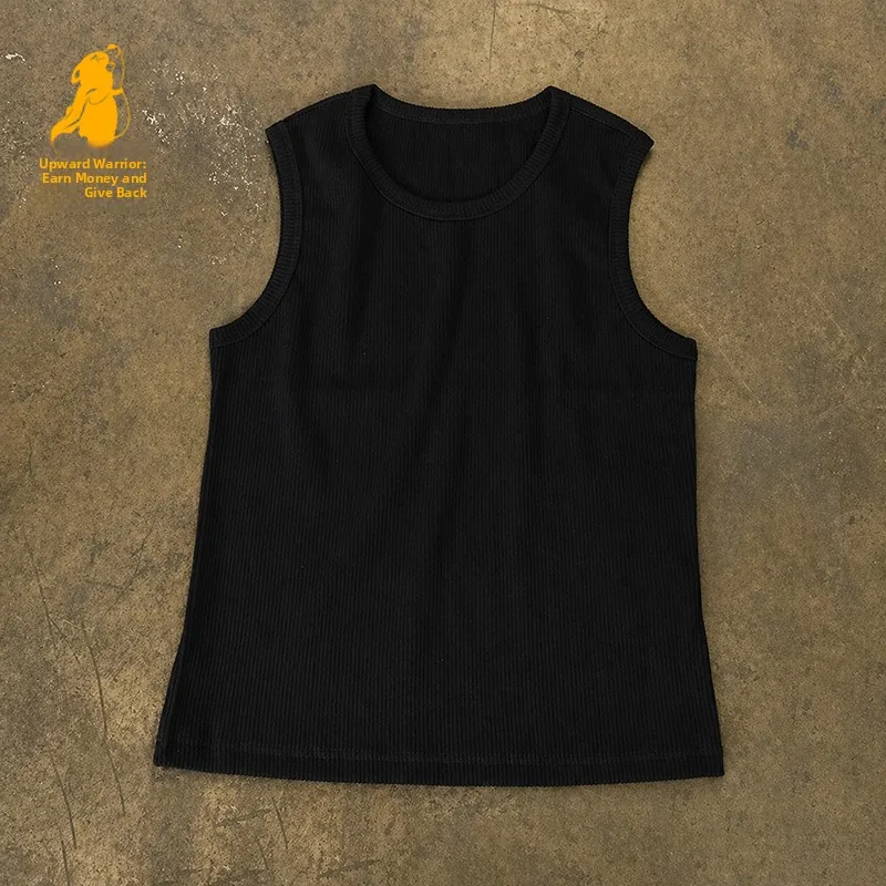 UpUpxia Pure Cotton Sweat Absorbent Cool Feeling Sleeveless Sport Vest Charitable Making Money Threaded Fit round Neck T-Shirt