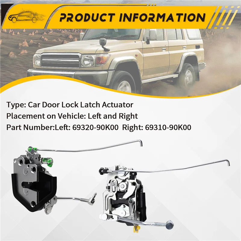 

A58X-For Toyota Land Cruiser Front Door Lock Actuator Latch Mechanism Assy 1Pair BJ70 FJ70 LJ70 69320-90K00 69310-90K00