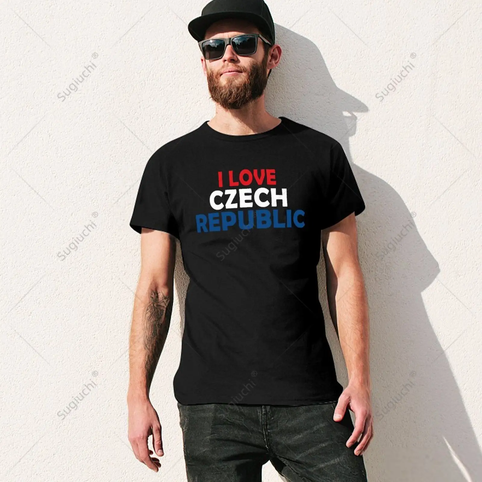 Unisex Men I LOVE Czech Republic Flag Tshirt Tees T Shirts Women Boys 100% Cotton T-Shirt view 2