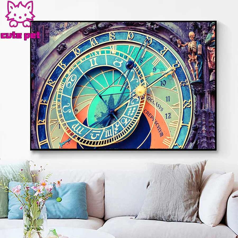 diy Diamond Painting Vintage roman clock Diamond Embroidery Full square round drill Tarot Diamond Mosaic kits decoration salon