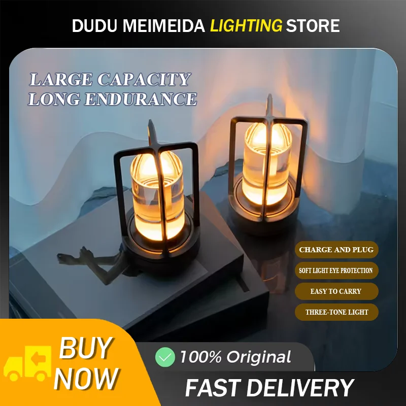 Aluminum Alloy Crystal Lamp LED Rechargeable Touch Table Lamp Restaurant Decoration Atmosphere Night Light Camping Creative Lamp