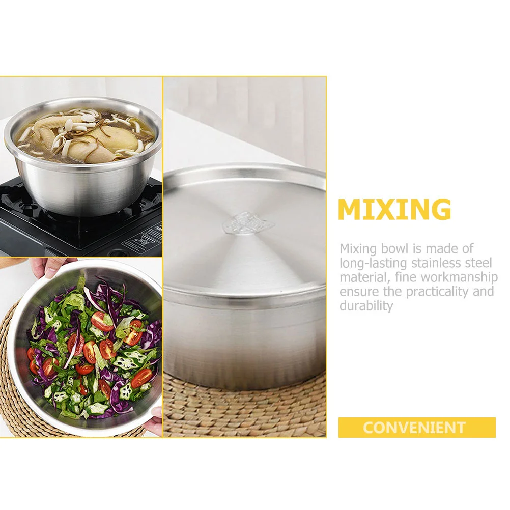 

1 Set Stainless Steel Mixing Bowl 3-Piece Kitchen Food Container For Salad Baking Dough Egg Soup Fruit Washing Cooking Bowl