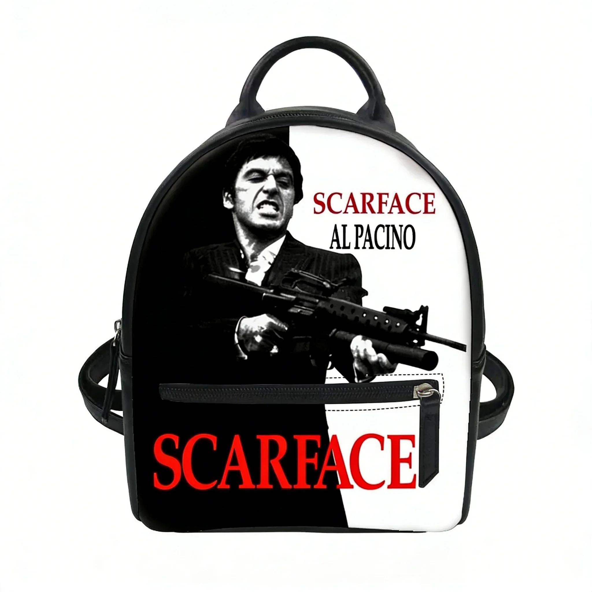 

Scarface Custom Backpack Purse Hot Movie Tony Montana Carter Schoolbags Double Shoulder Bag Mini Daypack Leather Travel Bag