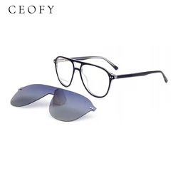 Ceofy Men Clips Magnetic Polarized Sunglasses Optical Fashion Glasses Frame Stylish Brand Design Men Eyeglasses
