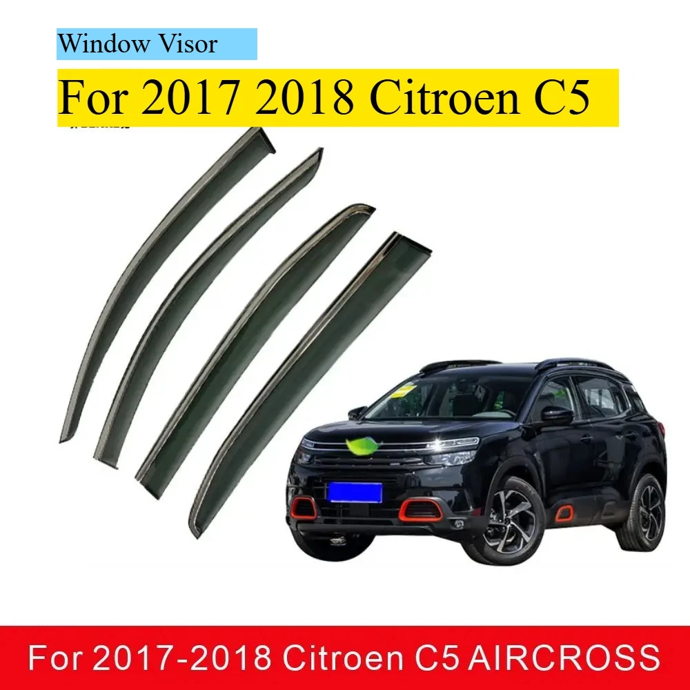 1 Set Perfect Fit Windshield Sun Visor & Rain Guard for Citroen C5 2017-2018 - Window Deflector, UV & Rain Protection