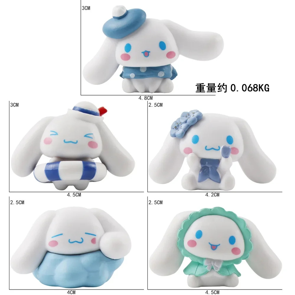 5pcs Sanrio Cinnamoroll Toys Action Anime Figures Cinnamoroll Set Cartoon Kawaii Tabletop Decoration Room Ornament Kids Gifts