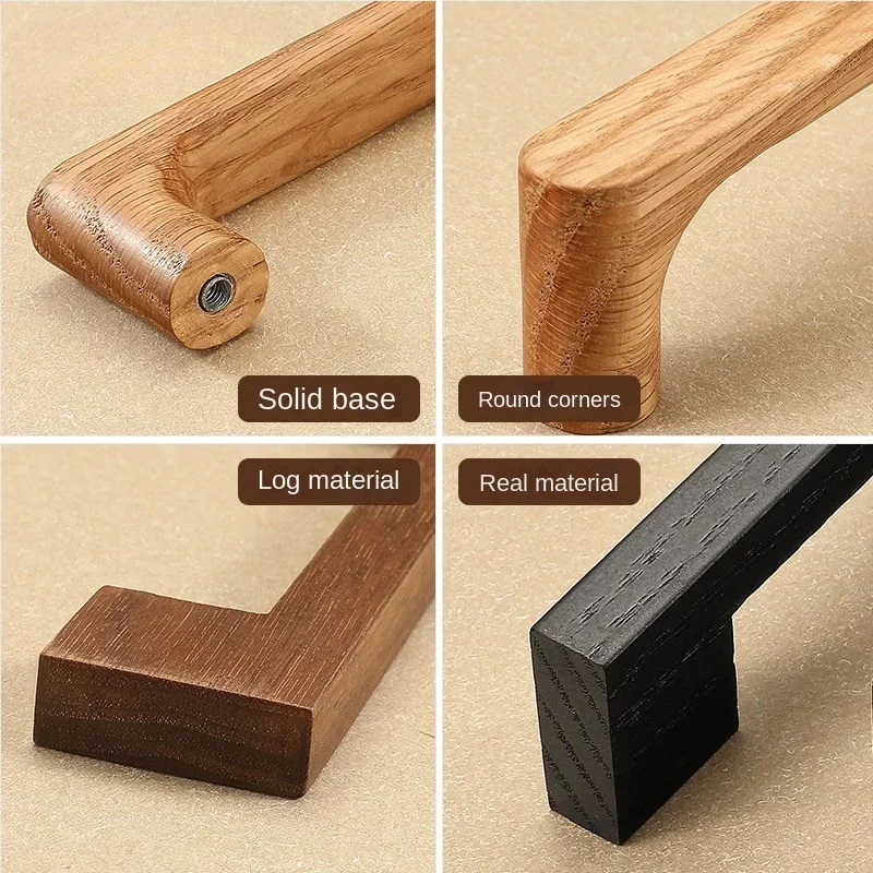 Wooden Furniture Handle Natural Walnut Kitchen Cabinet Handles Shoe Cabinet Drawer Knobs Cupboard Door Pulls Door Hardware