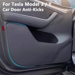 Car Door Anti-Kick Pads For Tesla For Model Y / 3 PU Leather Side Door Panel Protector Anti-Dirty Pad Car Interior Decoration