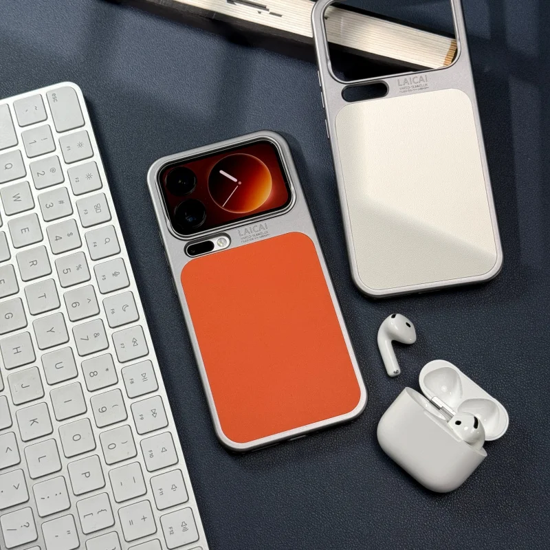 نمط جديد نمط الليتشي مناسبة ل Xiaomi 17proamx ثقب كبير الجلد يشعر جراب هاتف طلاء معدني الراقية يشعر 17Pro أنثى #1