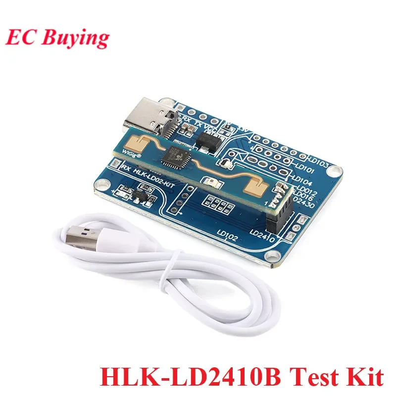 HLK-LD2410B Test Kit LD2410 FMCW 24G Smart Human Presence Status Sensing Radar Heartbeat Detection Sensor Module High Sensitivit