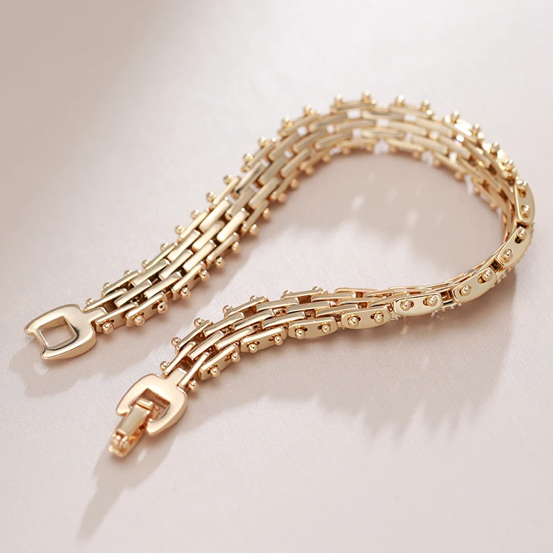 Kinel Fashion 585 Rose Gold Unique Link Bracelet For Women Luxury Natural Zircon Fine Daily Bracelets Ethnic Wedding Jewelry