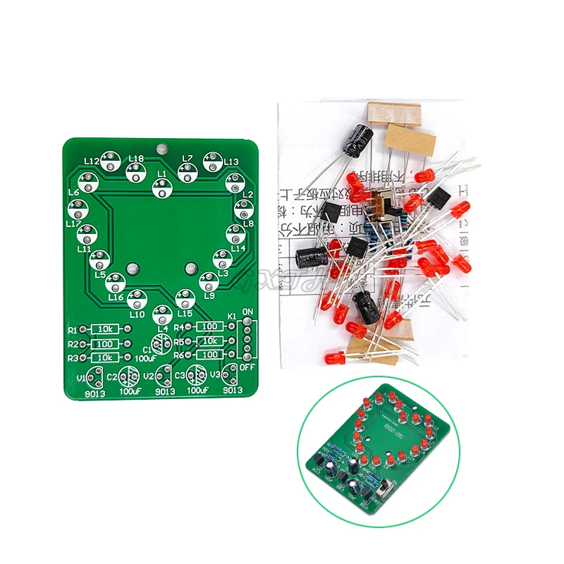 Kit lampada ad acqua a forma di cuore a LED parti fai da te formazione didattica elettronica saldatrice assemblaggio di produzione