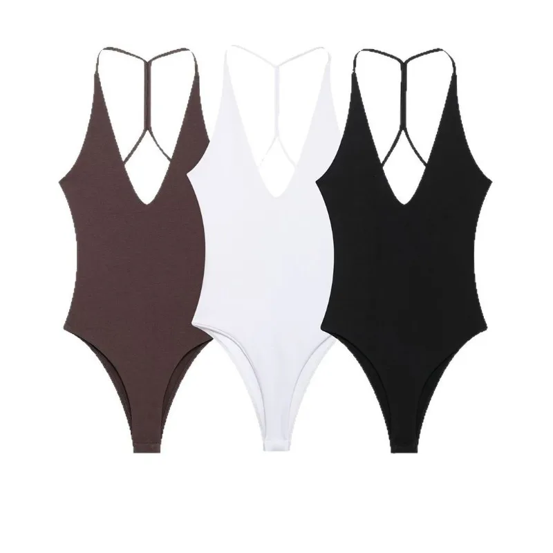 

Женские боди на бретельках, сексуальные комбинезоны без рукавов с открытой спиной, однотонные летние шикарные уличные комбинезоны с вырезами, женский тонкий комбинезон с v-образным вырезом