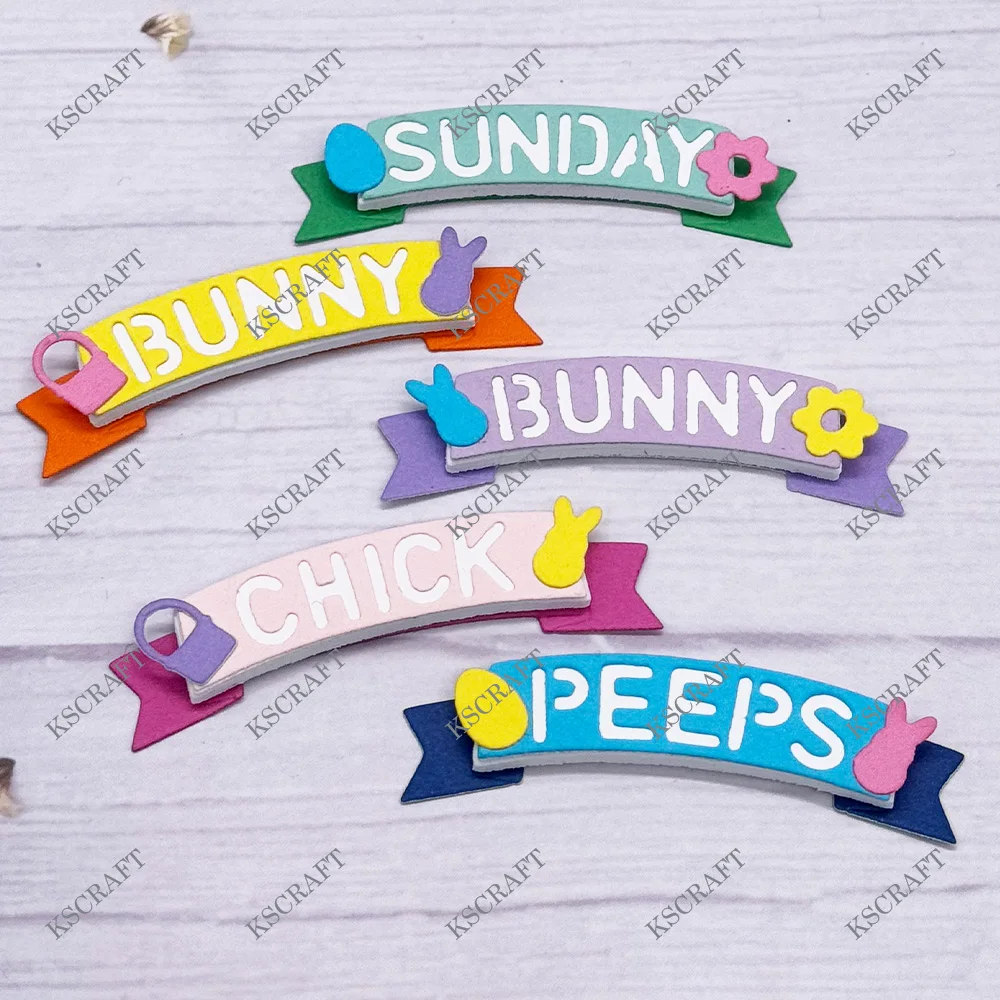 KSCRAFT Easter Banner Cutting Dies Stencils for DIY Scrapbooking Decorative Embossing DIY Paper Cards