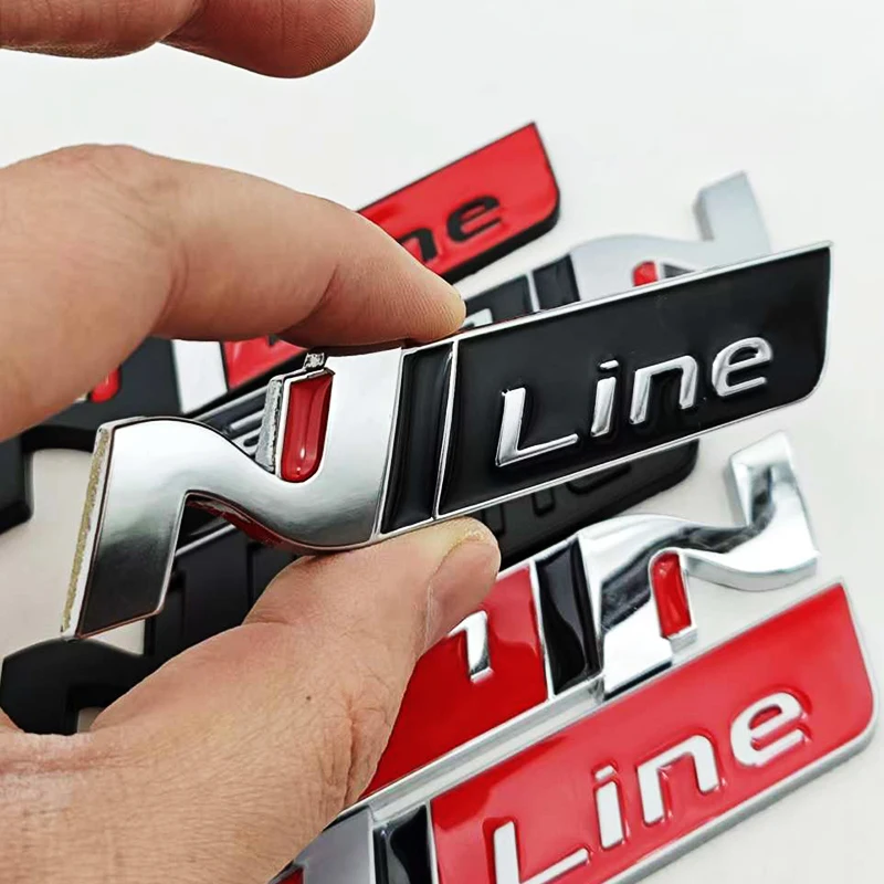 3D Metal Car Styling NLine Logo Rear Boot Trunk Emblem Badge Decal For Hyundai i20 i30 Sonata Kona Elantra Tuson Car Stickers view 4