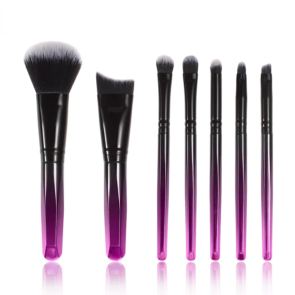 7pcs Mini Makeup Brush Set Electroplating Gradient Portable Makeup Tool Full Travel Makeup Set Brush Foundation Brush Cosmetics