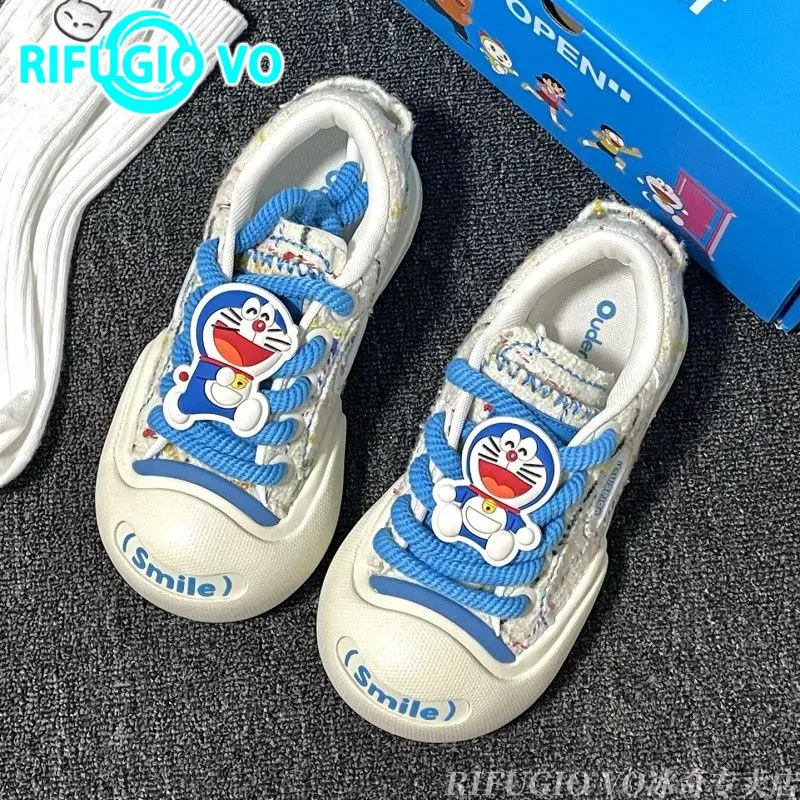 

Парусиновая обувь Doraemon, повседневная обувь с круглым носком, расширенная платформа и обувь с большим носком