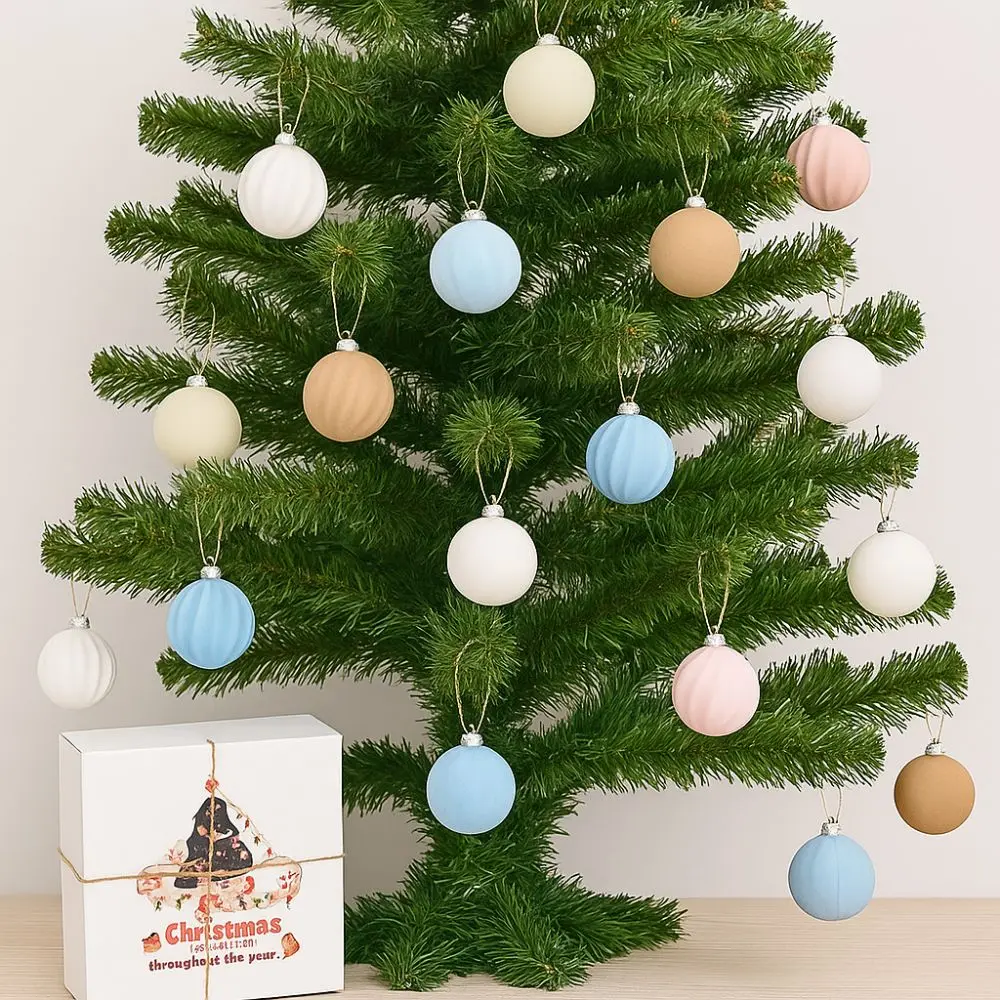

Colorful Christmas Ball Ornaments Plastic Flocking Shatterproof Christmas Tree Hanging Balls Reusable Xmas Velvet Balls