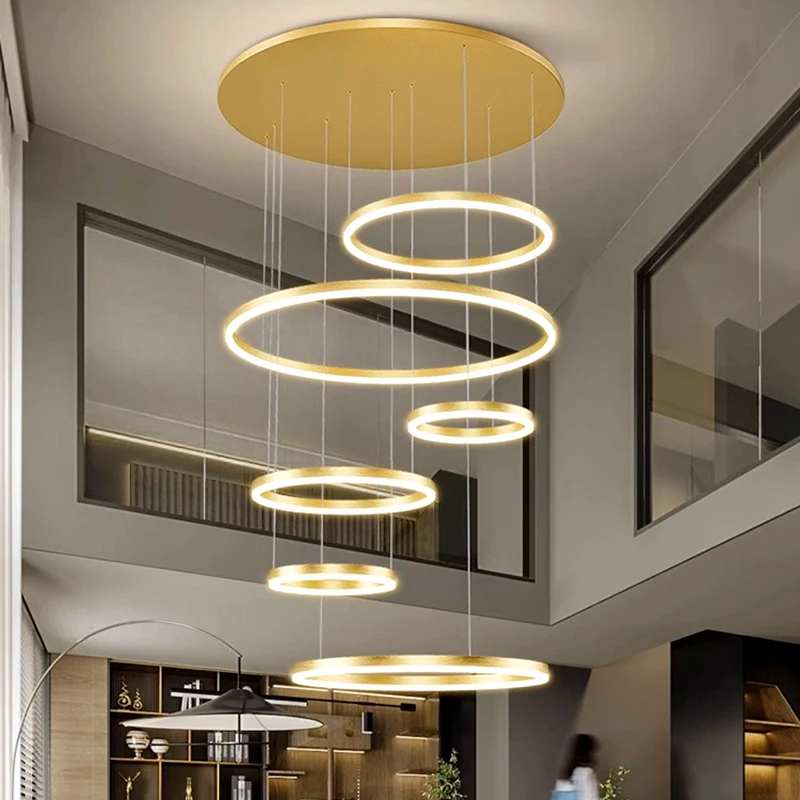 Modern Ring stair lamp Pendant lights indoor lighting Ceiling lamp hanging light led Chandeliers for living room indoor lightin