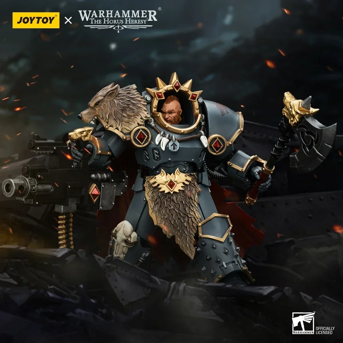 1/18 Actiefiguren Warhammer De Horus Heresy Space Wolves Legioen Praetor met Power Axe Combat Shield Anime Model Jongen Geschenken