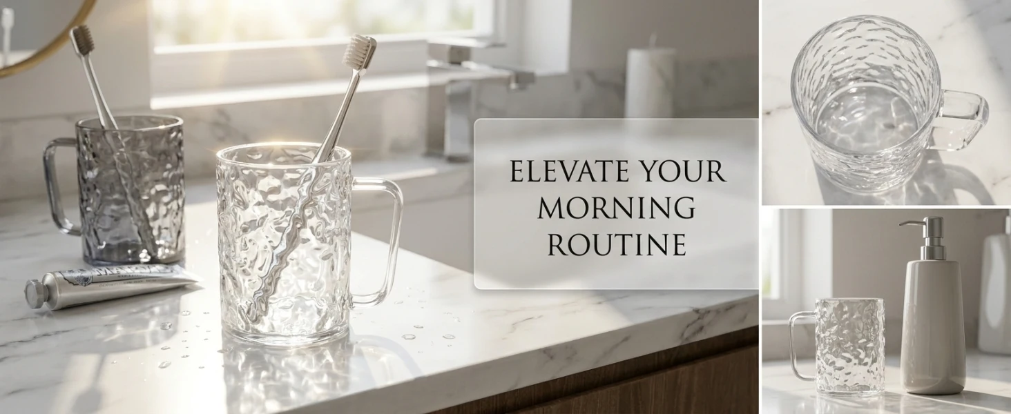 Glacier Ripple Bathroom Tumbler Rounded Cup Mouth For Lips Home_voghion.com