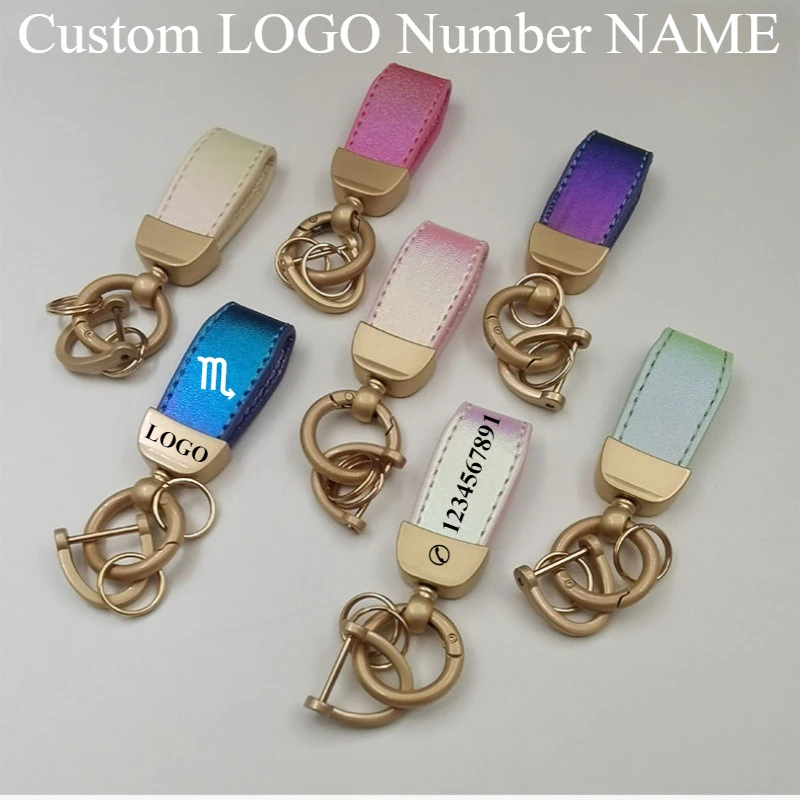 

Custom Keychain Metal Key Ring Accessories Colored Leather Key Chain O-ring Luggage Personalized Waist Hanging Wholesale