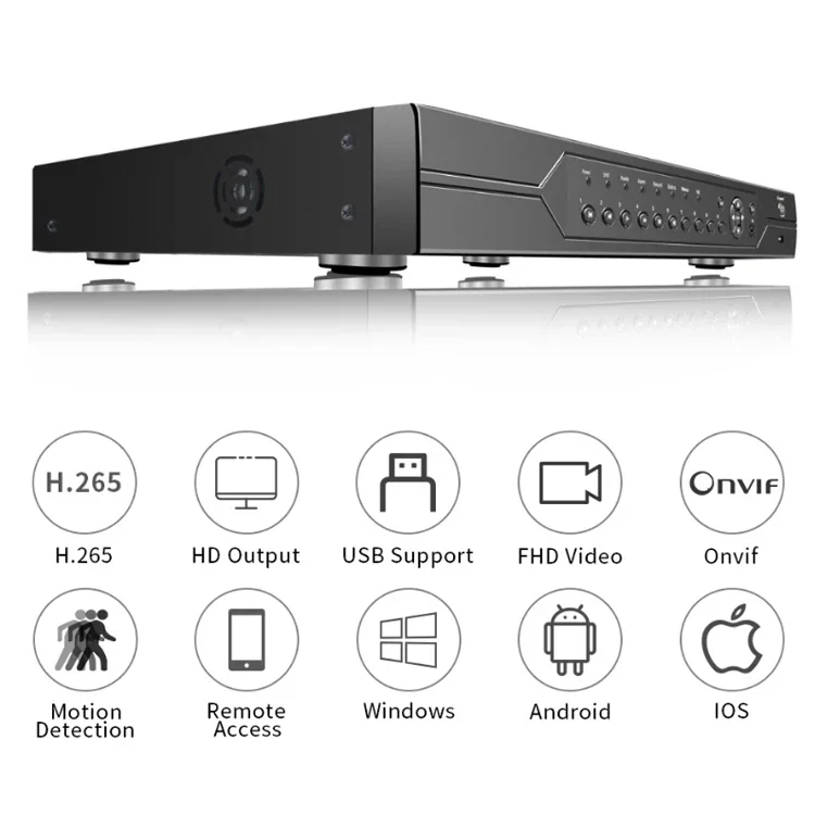 Gravador de vídeo em rede Cctv H.265 POE de 16 canais 5MP 16ch Dvr IP POE NVR para câmera de segurança