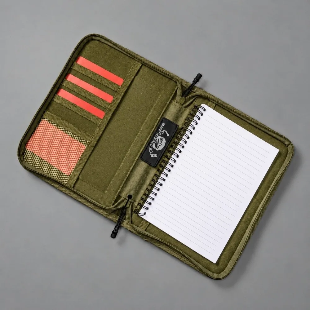 Multifunctional A5 Notebook Cover With Pen Holder Durable Zippered Canvas EDC Organizer Waxed Canvas Solid Color
