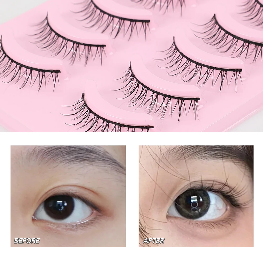 5 Paar Wimpern Bündel Wimpern natürliche wispy falsche Wimpern Wimpern Manga Wimpern unsichtbares Band weiche natürliche Wimpern verlängerung