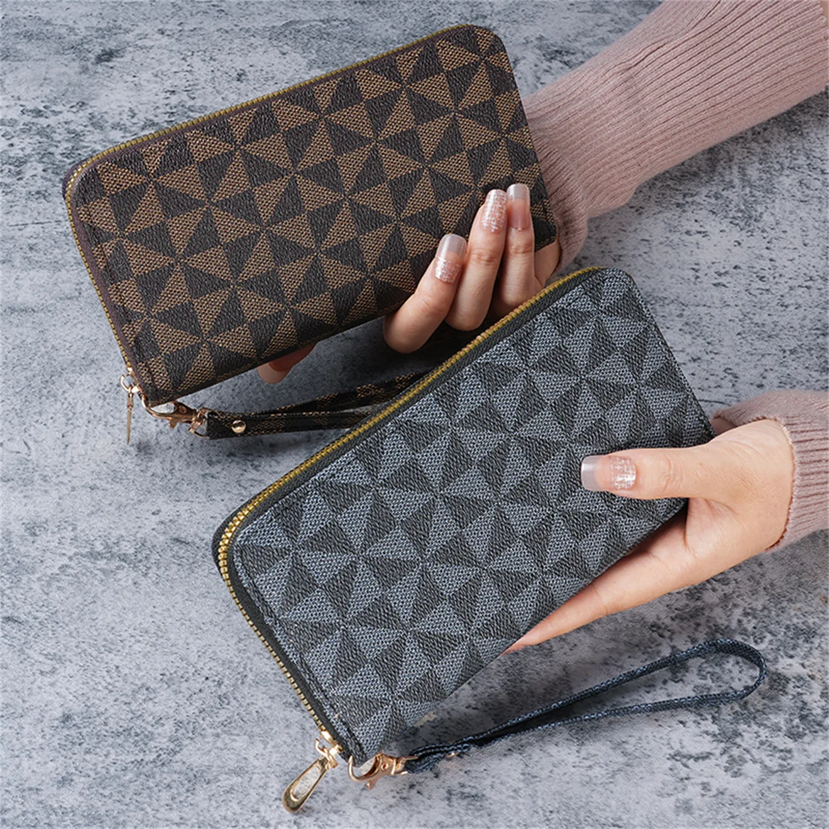 Cross-Border 2024 Spring New Men\'s and Women\'s Long Wallet Fashion Capacity Printing Coin Clutch Wallet Card Holder