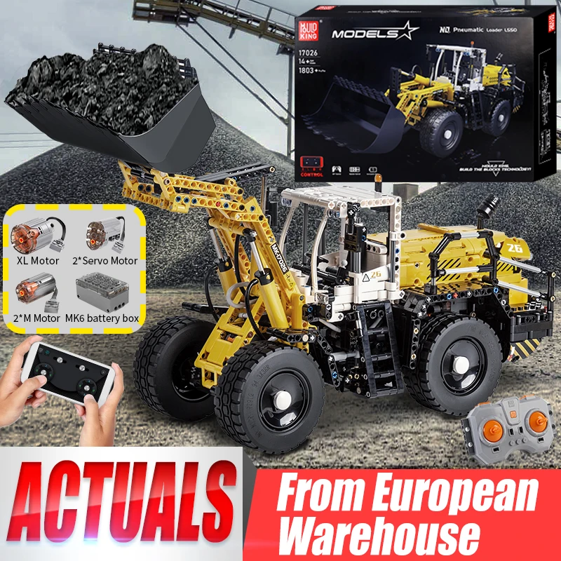Mould King 17026 Technisches Autospielzeug Der APP&RC motorisierte pneumatische Lader L550 Modell Baustein Ziegel Kinder Weihnachtsgeschenke