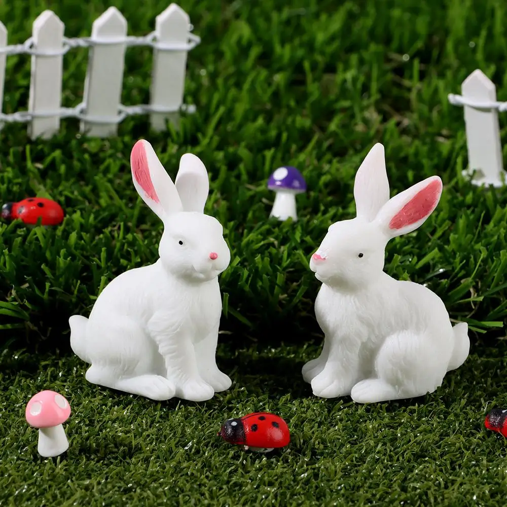 Gift Mini Animal Craft Easter Decoration Miniature Rabbit Figurine Resin Bunny Statue Micro Landscape Fairy Garden