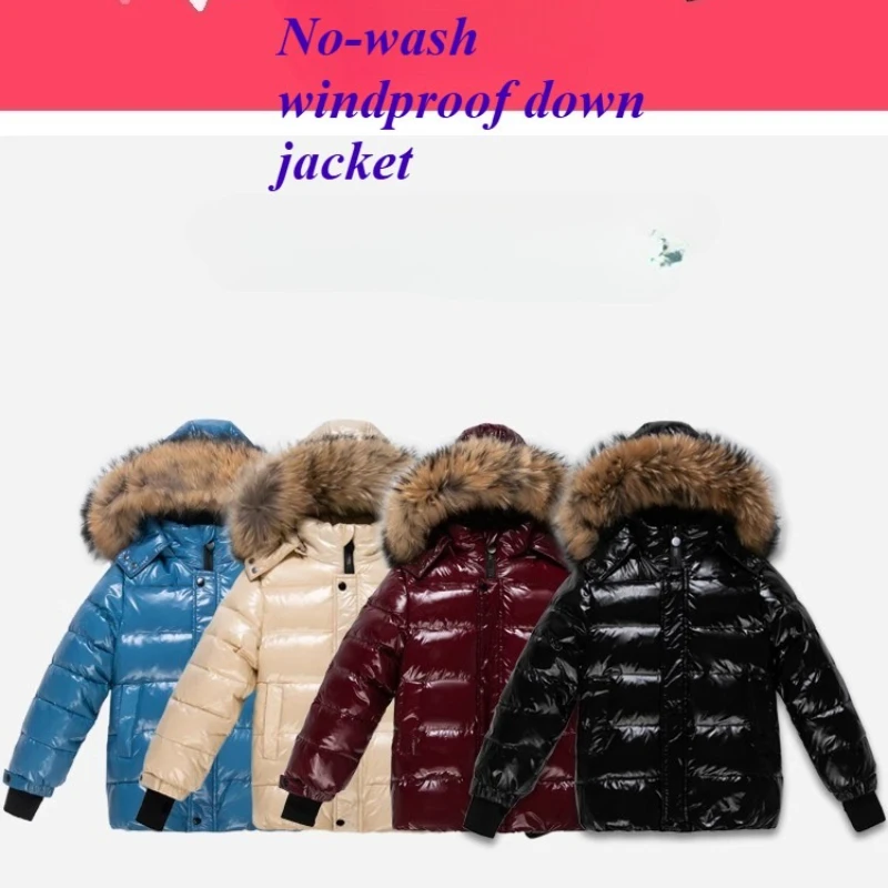 

-25°C Kids Down Jacket Windproof Waterproof Short Coat White Duck Down Warm Winter Puffer Coat No Wash 73-135cm