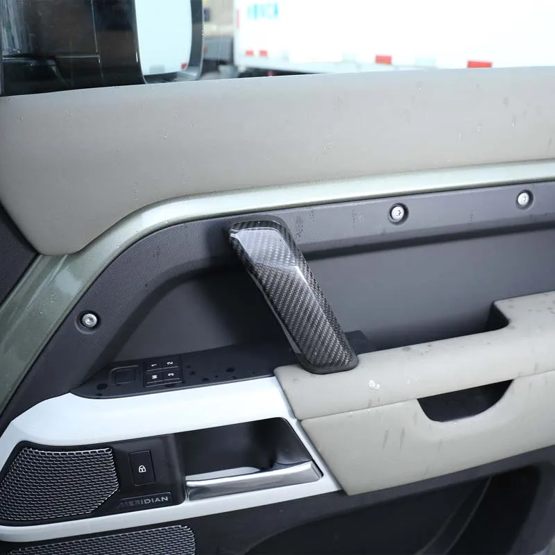 

For Land Rover Defender 90 110 2020-2024 Real Carbon Fiber Door Inner Door Handle Decorative Cover Sticker Car Accessories
