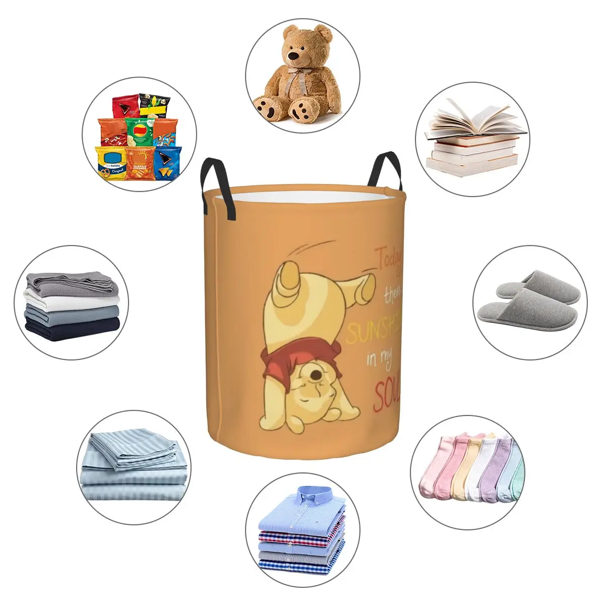 Custom Winnie Pooh Bear Laundry Hamper Large Storage Basket Kids Nursery Toy Organizer