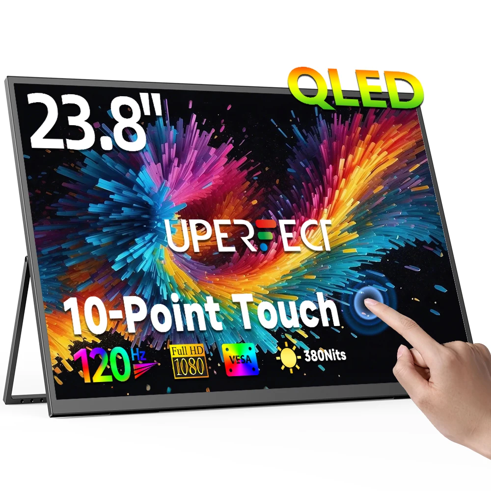 

UPERFECT 23,8-дюймовый портативный монитор с сенсорным экраном 120 Гц 1080P HDR игровой компьютер удлиненный дисплей для ПК XBox PS4/5 переключателей ноутбука