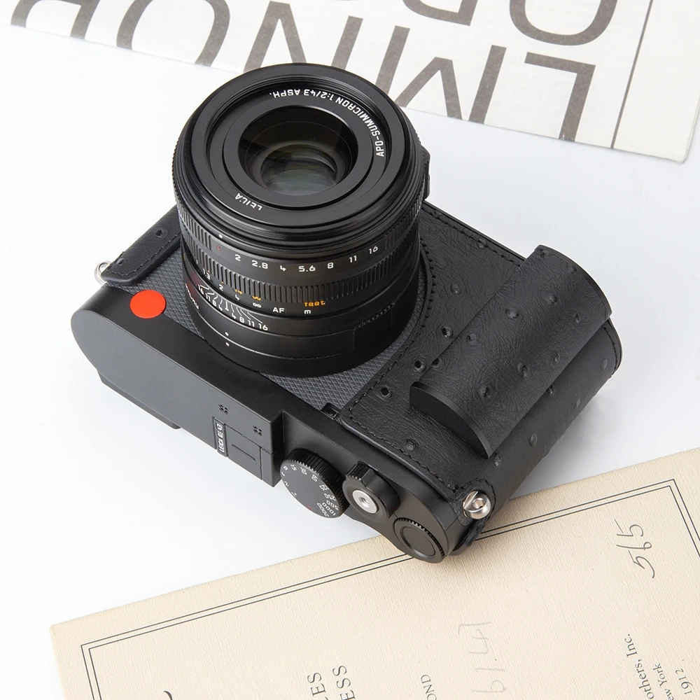 Handmade Camera Bag Q343 Half Bag for Leica Q Q3 Q3 43 Case Q3 Ostrich Leather Protective Case Q Genuine Leather Half Case