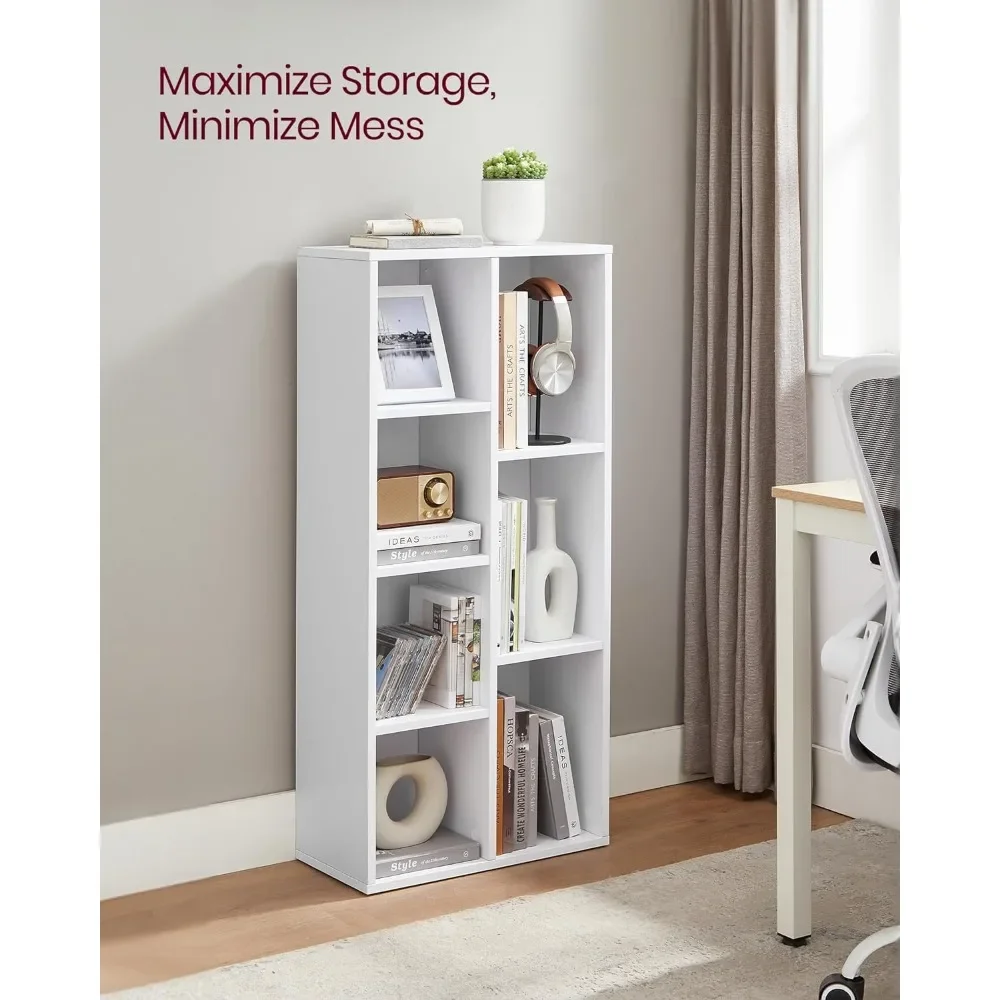 Bookcase, Bookshelf with 7or5 Compartments, Freestanding Shelves and Cube Organizer, for Display in Room,and Home Office, White