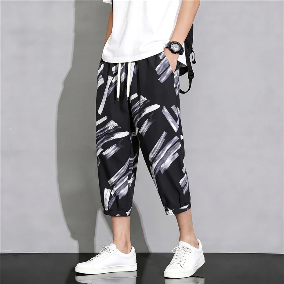 Summer Calf-length Pants Men 11XL 10XL Plus Size Thin Pants Fashion Casual Print Calf-length Pants Male Big Size 10XL