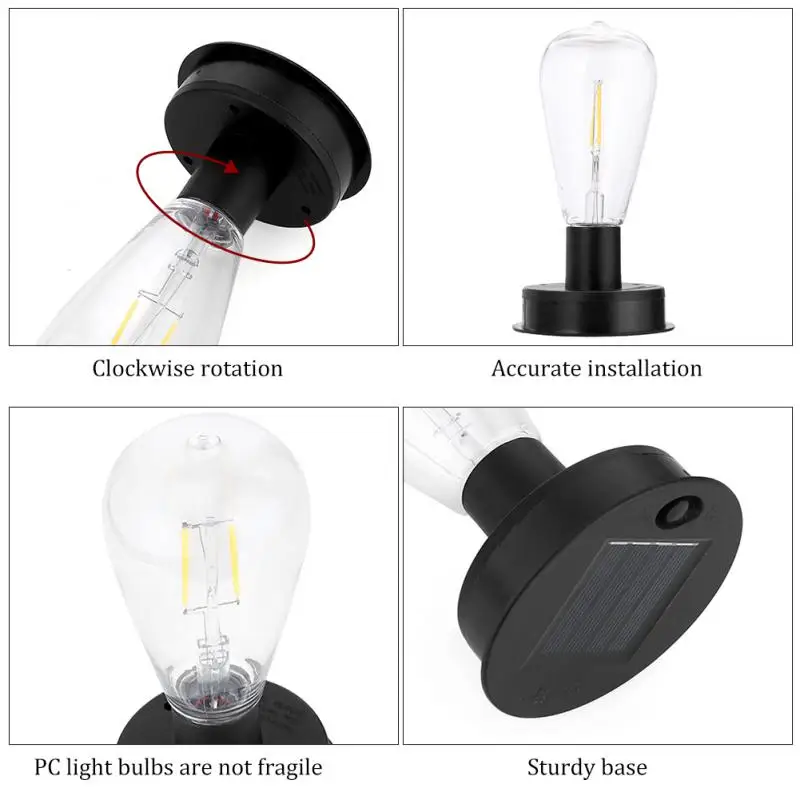 Bombilla LED Solar de filamento de tungsteno, luz nocturna de jardín de 2800K, 7/8/9cm, luces de valla para exteriores, Bombilla decorativa, 1 unidad