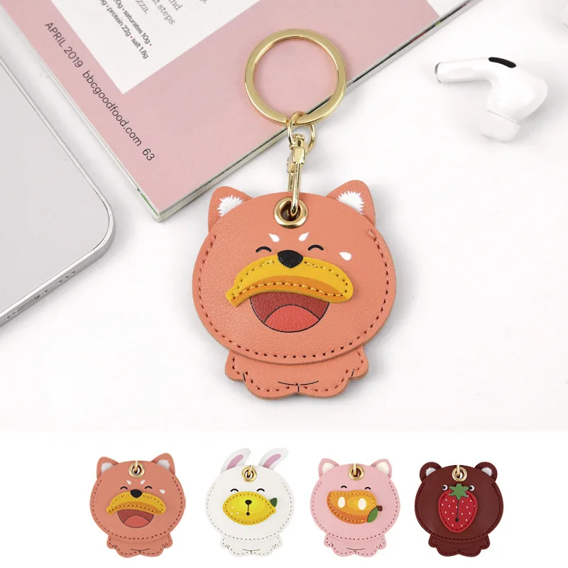 Leather Keychain Case for Apple AirTag GPS Keychain Finder Tracker Key Ring Anti-Scratch Protective Air Tag Cover Keys Wallet