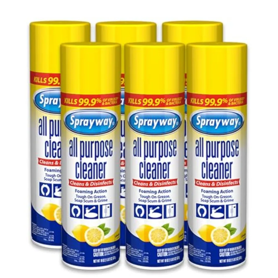 

All Purpose Cleaner with Lemon Scent, 19oz, Pack of 6 Foaming Action, Clean, Disinfect, Deodorize Tough on Grease, Soap Scum, G