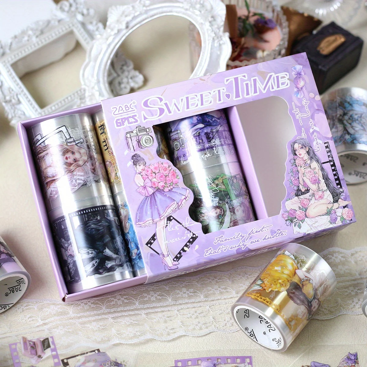 Journamm 6 قطع أشرطة لاصقة مزخرفة شريط PET رائع لمستلزمات مجلة الرصاصة الفنون سجل القصاصات DIY الحرف المخططين #4