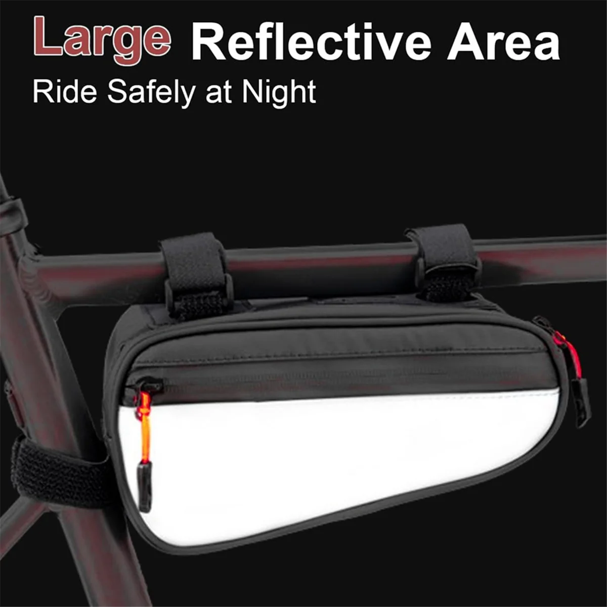 自転車フレームバッグ,防水,2つのサイドポケット,マウンテンバイクとロードバイク用のチューブ収納ポーチ