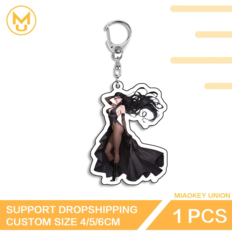 Bayonetta Personality Standing Posture Artistic Edgy Attractive Double Sided Key Chains Glaring Exquisite Amusing Jewelry