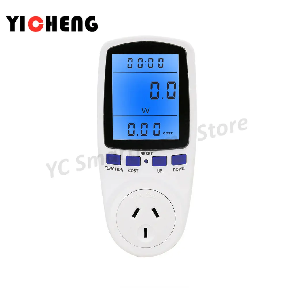 Backlight EU US UK FR AU BR ซ็อกเก็ต Wattmeter Power Meter Energy Meter ไฟฟ้าเชื้อเพลิงเมตร Electricity Meter Power Monitor