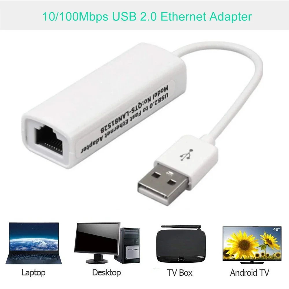 USB 2.0 to RJ45 Lan Network Ethernet Adapter Card USB Ethernet Adapter 10/100Mbps Network Card Connector For PC Laptop Windows