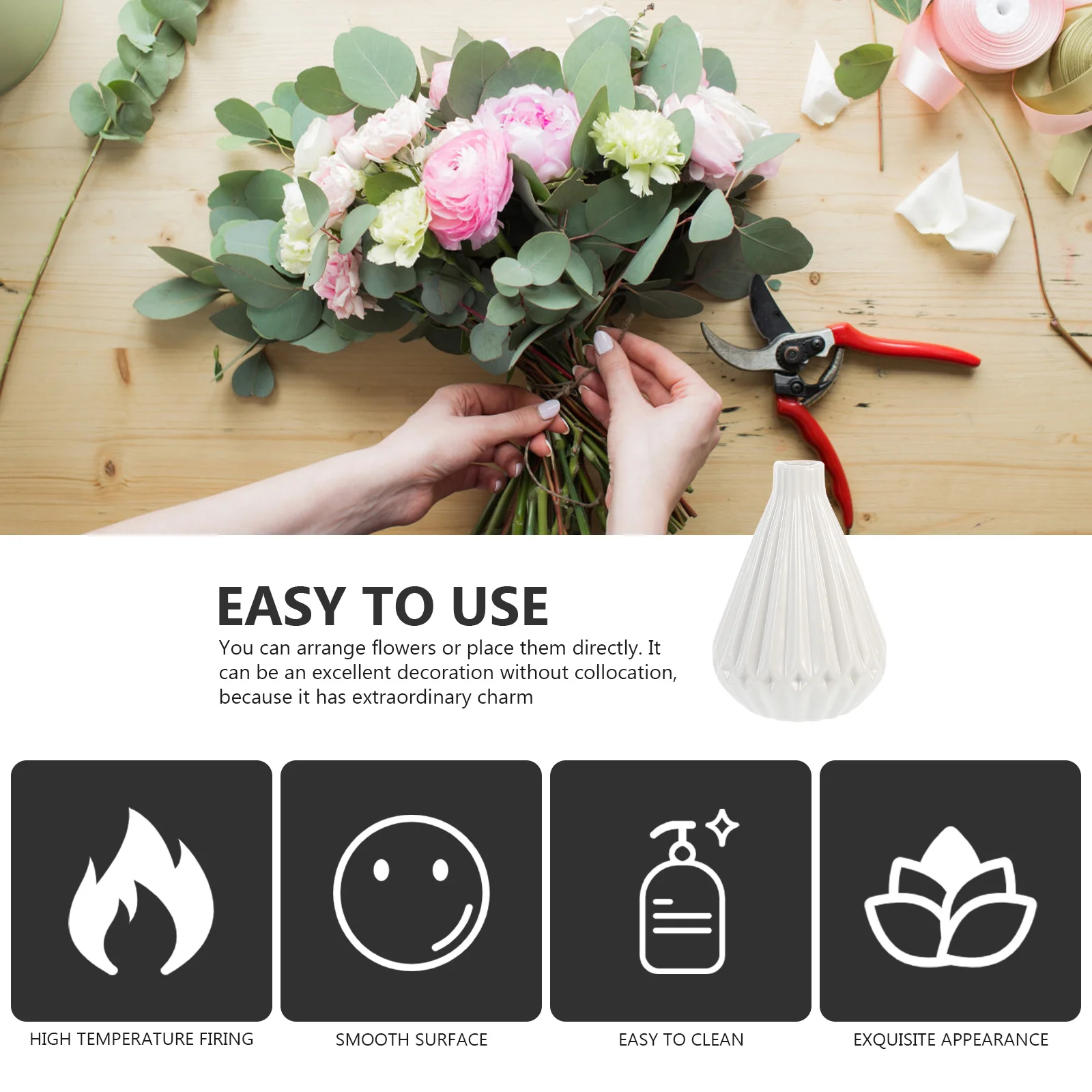

Coffee Table Decor Decoration Aesthetic Vase Flowers for Rustic Chic Plant Container Practical Ceramic Ornament
