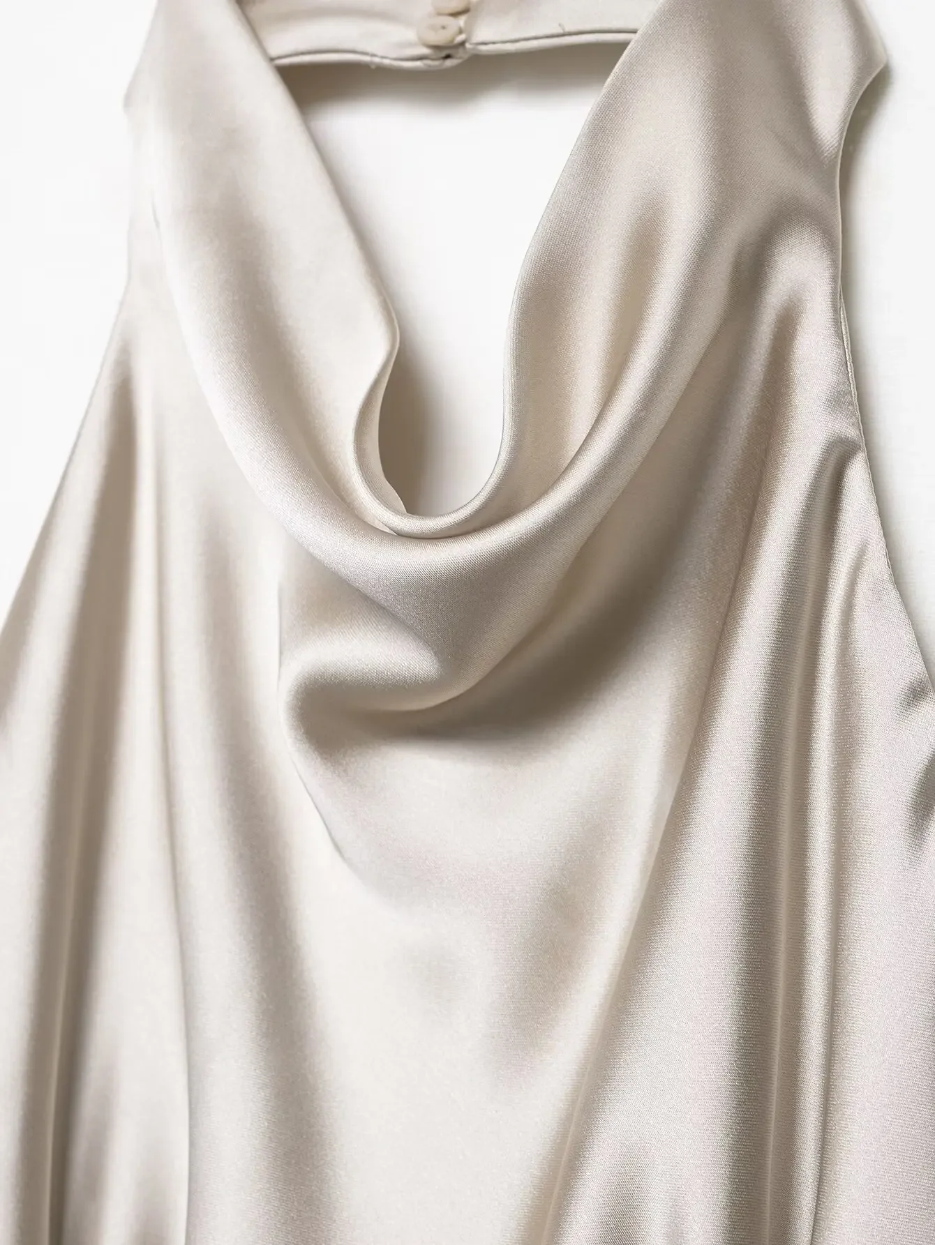 Summer New Sleeveless Backless Halter Neck Dress  Satin Texture Dress for Women Fashion Chic Female Evening Dresses Mujer